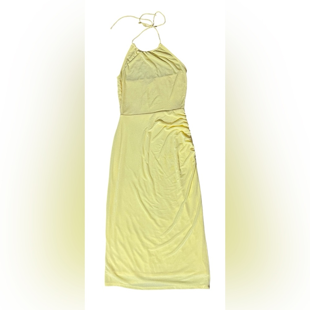 Wayf Halter Spaghetti Strap Dress in Soft Yellow SZ S